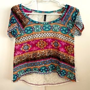 Full Tilt Flower Lace Shirt - Size S